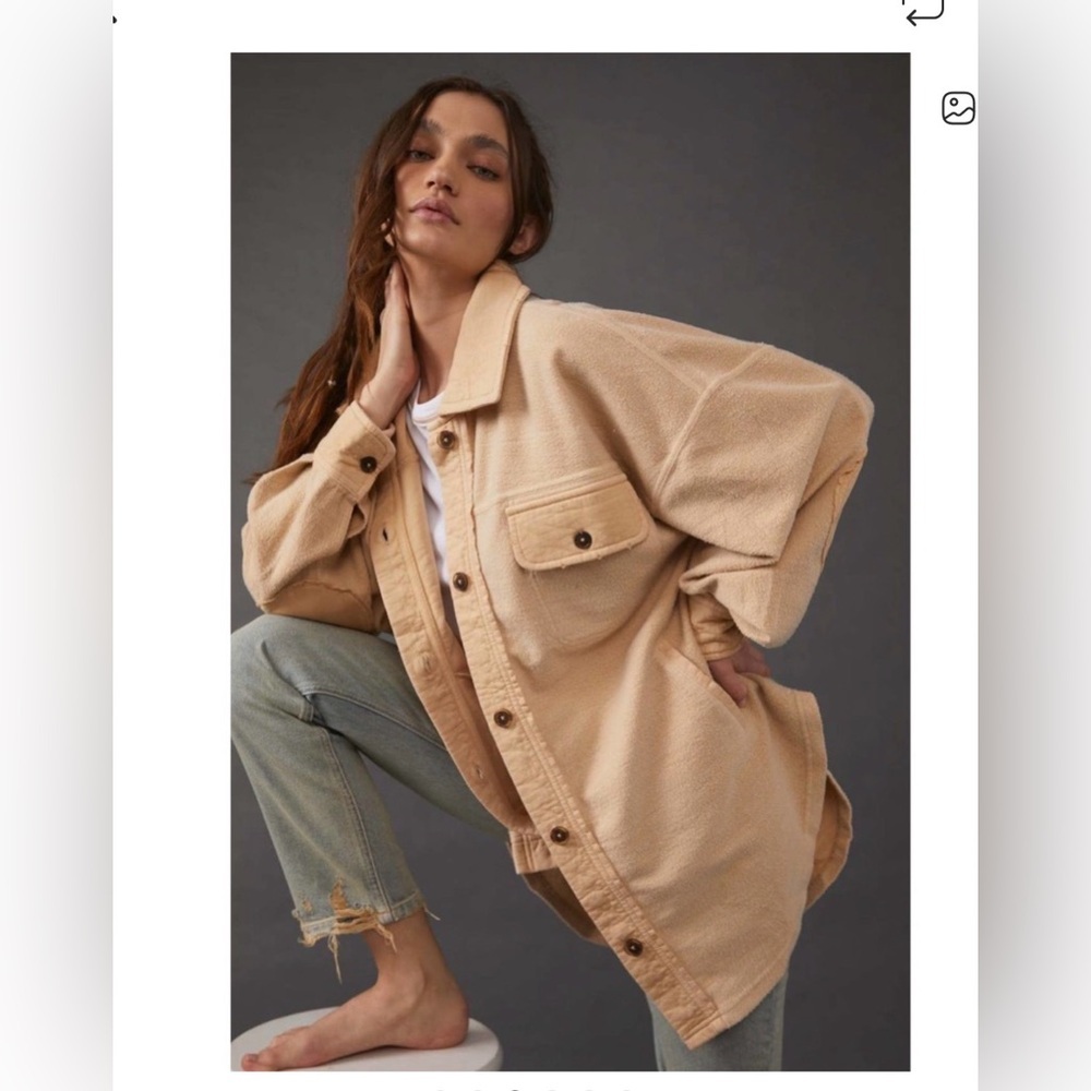 Free People Ruby Jacket Shaket in Mustard Seed or Sweetheart Sunrise,M - Picture 4 of 12